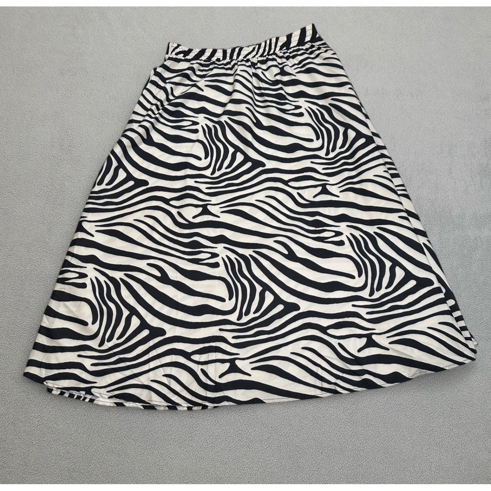 S.DEER Zebra Print Midi Skirt XL Womens Elastic Waist A Line Pull On S Deer